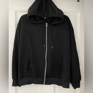 Basic Black Zip Hoodie - Large
